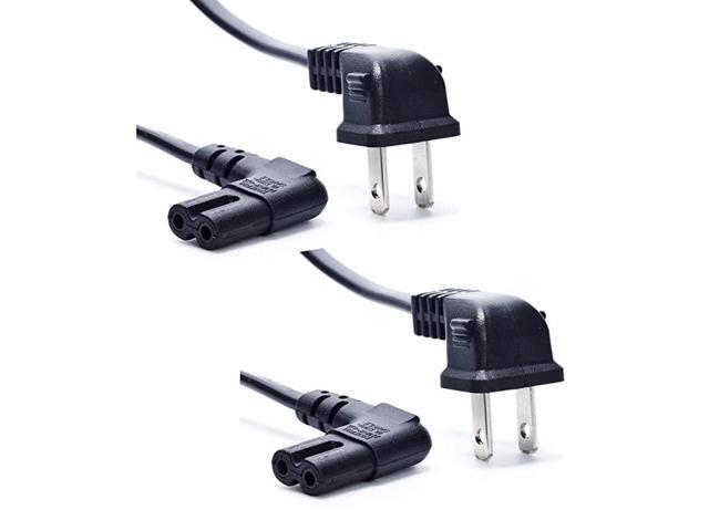 Replacement TV Power Cord 2Pack 12Feet Right Angled 2Prong to LShaped Figure 8 C7 Power Cable for WallMouted LED LCD TV
