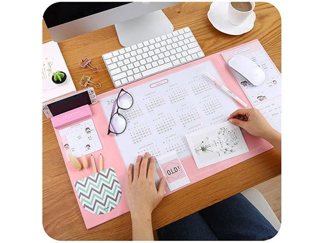 Large Size Mouse pad AntiSlip Desk Mouse Mat Waterproof Desk Protector Mat with with Phone Stand Note Pad Pockets Dividing Rule Calendar and Pen
