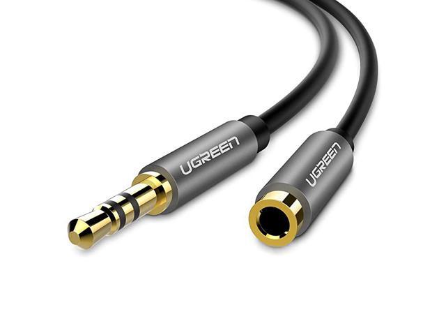 35mm Male to Female Extension Stereo Audio Extension Cable Adapter Gold Plated Compatible for iPhone iPad Smartphones Tablets Media Players Black
