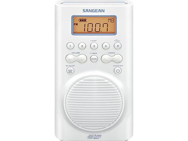 H205 AMFM Weather Alert Waterproof Shower Radio White