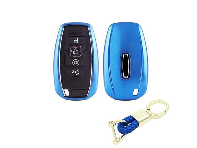 TM) 3 4 Buttons TPU Smart keyless Entry Remote Key Fob case Cover for 2017 2018 2019 2020 Lincoln Continental MKC MKZ Navigator (Pink and Clear)