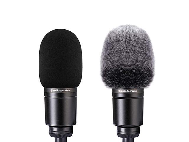 Microphone Foam Cover + Furry Windscreen Wind Muff Compatible with Mic Audio Technica AT2020 ATR2500 AT2035 AT2050 AT4040 Cardioid Condenser