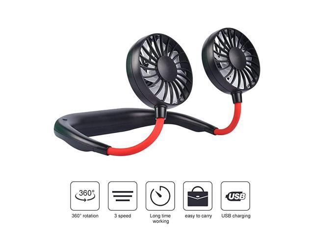 Portable Fan USB Rechargeable Neckband Mini Fan HandsFree Neckband Personal Fan Headphone Design Wearable Portable 360 Degree Free Rotation for