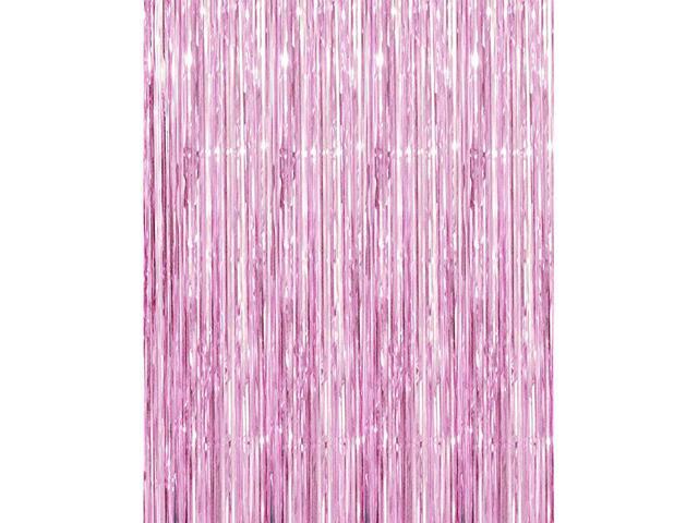 32 ft x 98 ft Metallic Tinsel Foil Fringe Curtains for Party Photo Backdrop Wedding Decor Light Pink5 pcs