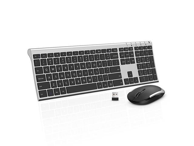 Wireless Keyboard Mouse 24GHz Ultra Slim Full Size Rechargeable Wireless Keyboard and Mouse Combo for Windows Laptop Notebook PC Desktop Computer