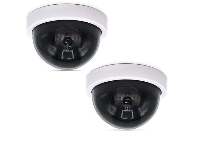 Dummy Fake Security CCTV Dome Camera with Flashing Red LED Light SDW2 2 Packs White