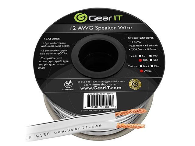 12AWG Speaker Wire Pro Series 12 Gauge Speaker Wire Cable 200 Feet 6096 Meters Great Use for Home Theater Speakers and Car Speakers White