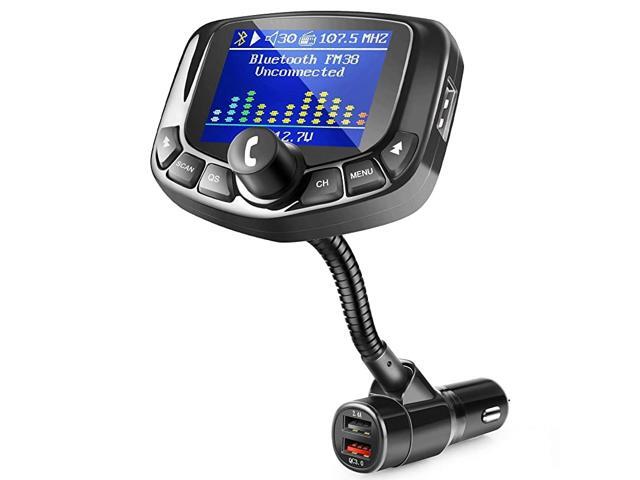 Bluetooth FM Transmitter for Car 18' Color Screen Wireless Bluetooth FM Radio Adapter QC30 Qucik Charger with EQ Mode 3 USB Ports