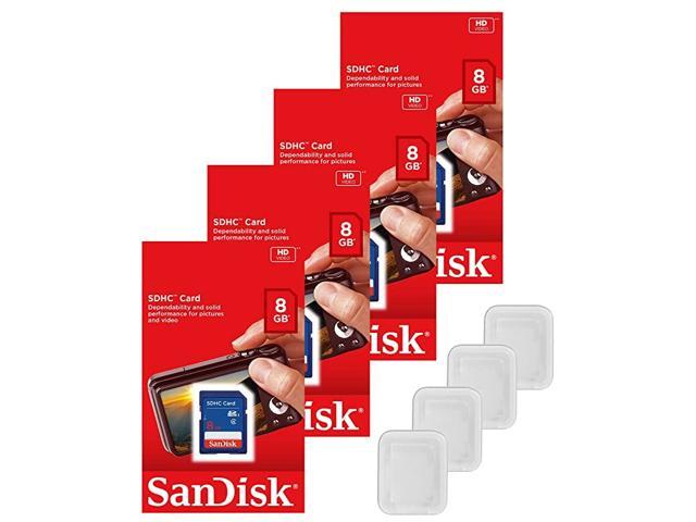 Lot of 4 8GB SD SDHC Class 4 Flash Memory Camera Card SDSDB008GB35 Pack + 4 Jewel Cases