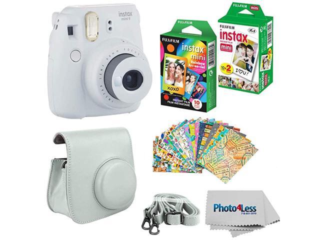 Instax Mini 9 Instant Film Camera Smokey White Instax Mini Instant Film Twin Pack Instax Mini Rainbow Film Case for Fuji Mini Camera Fuji Instax