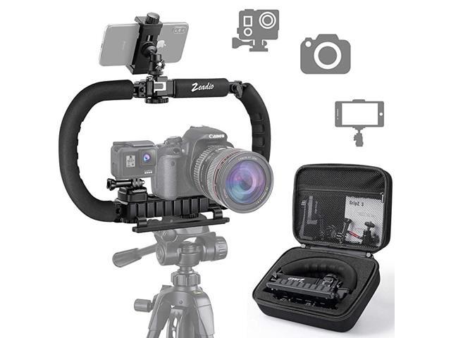 Camera Smartphone Stabilizer Foldable Handle Grip Handheld Video Rig with Carrying Case Fits for All Camera Camcorder Action Camera DSLR and All