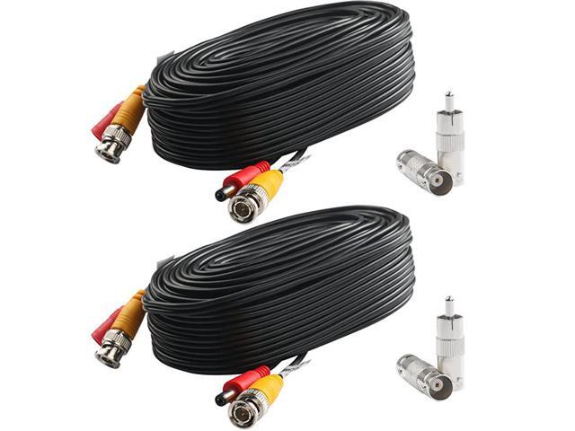 BNC Video Power Cable 2 Pack 30 Feet PreMade AllinOne Video Security Camera Cable Wire with Four Connectors for CCTV DVR Surveillance System