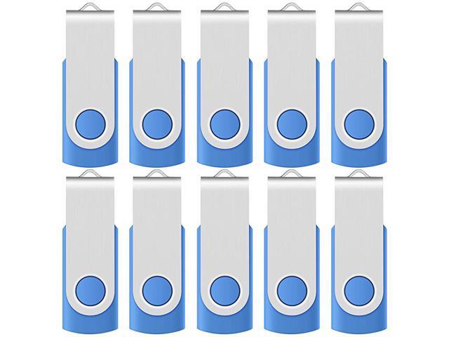 16GB USB 20 Flash Drives Blue Memory Stick Swivel Thumb Drives 16 GB Jump Drives with LED Indicators 10 Pack with 12 x White Labels for Marking