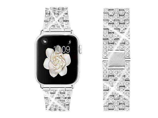 Bing Band Compatible with Apple Watch Band 38mm 40mm 42mm 44mmJewelry Replacement Metal Wristband Strap for iWatch Band Series 654321SESilver