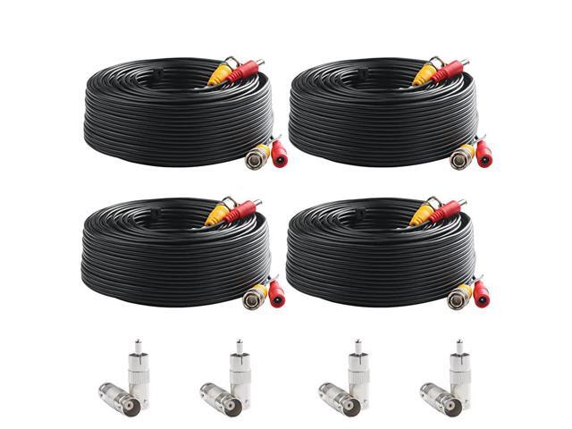 BNC Video Power Cable 4 Pack 100 Feet PreMade AllinOne Video Security Camera Cable Wire with Eight Connectors for CCTV DVR Surveillance System