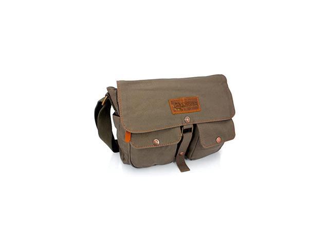 Mens Vintage Canvas Leather Tote Satchel School Military Shoulder Messenger Sling Crossbody Hiking Bag Backpack For Toiletry Gym Travel Work Laptop
