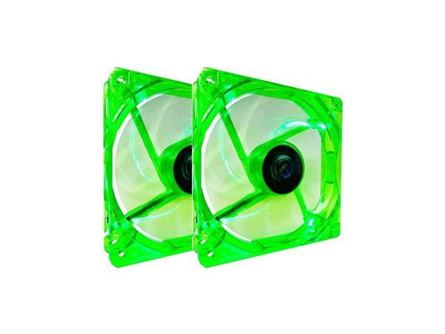 AF212LGN 120mm 4pin Molex + 3pin Motherboard Silent Green LED Case Fan 2pk