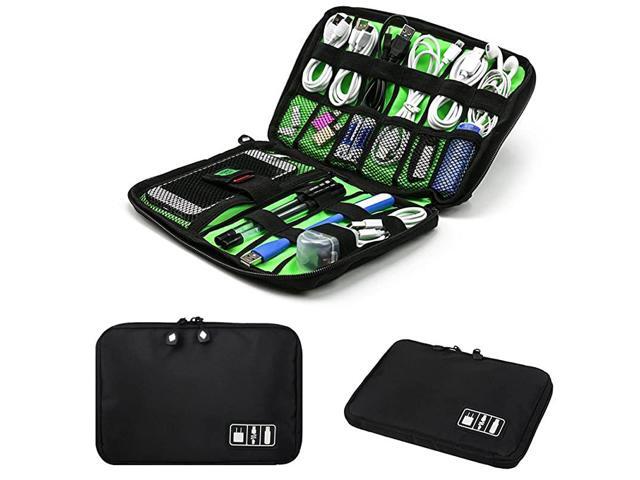 Accessories Organizer BagPortable Tech Gear Phone Accessories Storage Carrying Travel Case Bag Headphone Earphone Cable Organizer Bag M Black