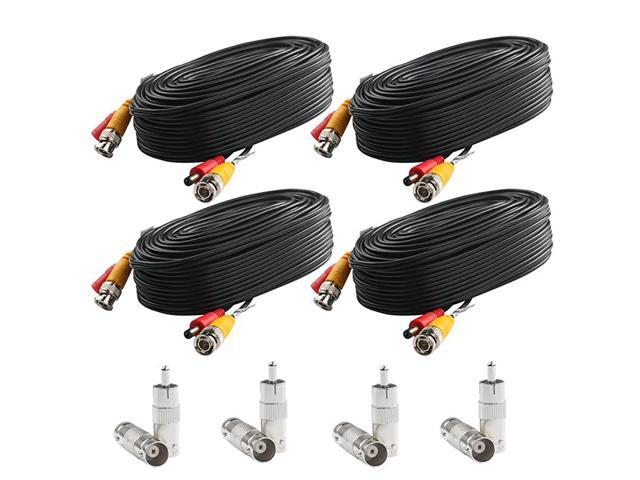 BNC Video Power Cable 4 Pack 60 Feet PreMade AllinOne Video Security Camera Cable Wire with Eight Connectors for CCTV DVR Surveillance System