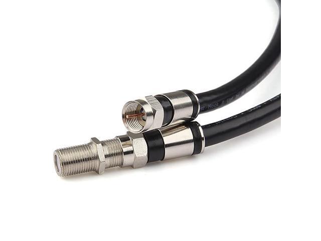 Coaxial Cable 6 Feet with RG6 Coaxial Cable Connector 1Pack FType Cable Extension Adapter Black Coax Satellite TV 75 Ohm Cable