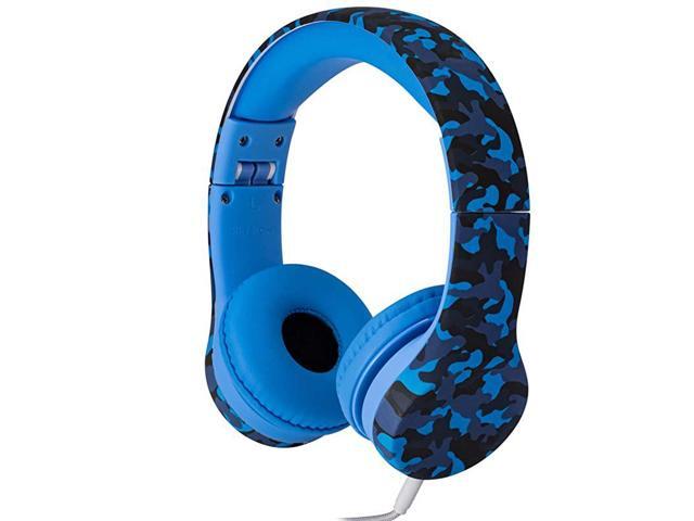Play+ Kids Headphones Volume Limiting and Audio Sharing Port Blue Camo