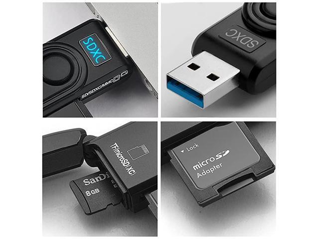 USB 30 SD Card Reader 2 Slots Memory Card Reader with a Buildin Micro SD Card Cap for SDXCSDHCUHSI SD Cards TFMicro SD Cards Reader Take It as a