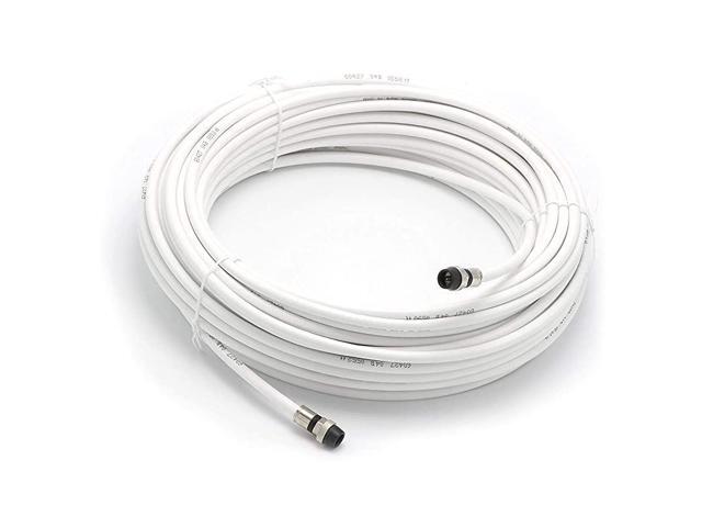 Feet White RG6 Coaxial Cable with Rubber booted Weather Proof Outdoor Rated Connectors F81 RF Digital Coax for CATV Antenna Internet Satellite