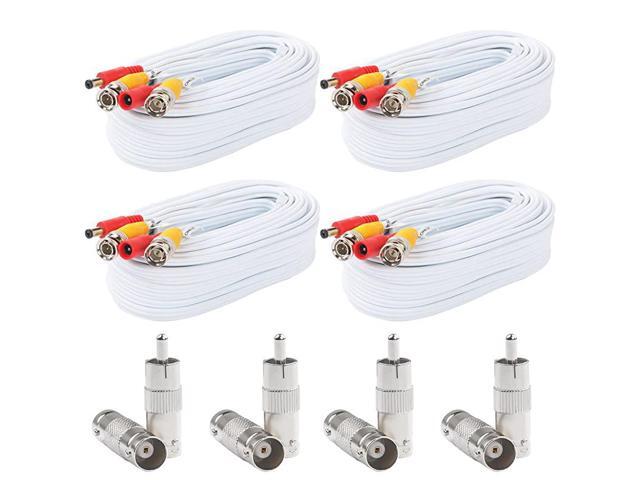 BNC Video Power Cable 4 Pack 25 Feet PreMade AllinOne Video Security Camera Cable Wire with Eight Connectors for CCTV DVR Surveillance System