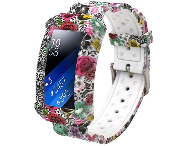 Bands for Gear Fit 2 Smartwatch Silicone Sport Strap with Frame Protect Cases Band Compatible with Samsung Gear Fit2 Gear Fit2 Pro Wristband