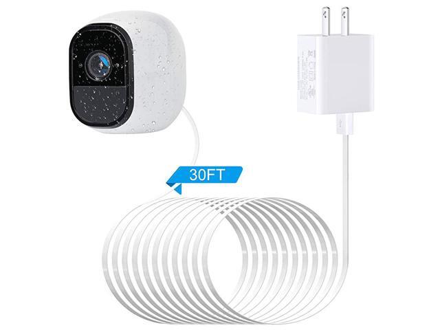 Weatherproof Outdoor Quick Charge 30 Power Adapter for Arlo Pro and Arlo Pro 2 with 30Ft9m Long and Flat Cable to Continuously Charging Your Arlo