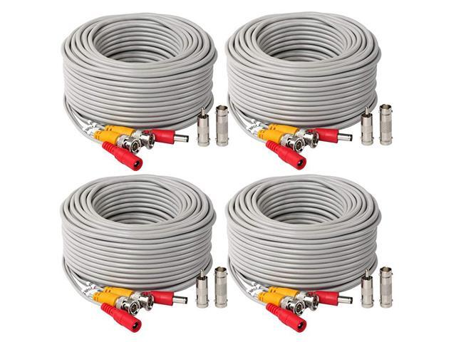 150Feet BNC Vedio Power Cable PreMade AlinOne Camera Video BNC Cable Wire Cord Gray Color for Surveillance CCTV Security System with ConnectorsBNC