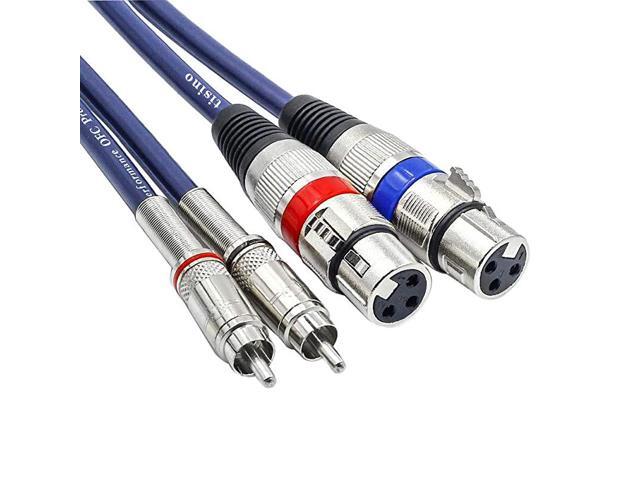 Dual XLR to RCA Cable Heavy Duty 2 XLR Female to 2 RCA Male Patch Cord HiFi Stereo Audio Connection Interconnect Lead Wire 5 ft 15m