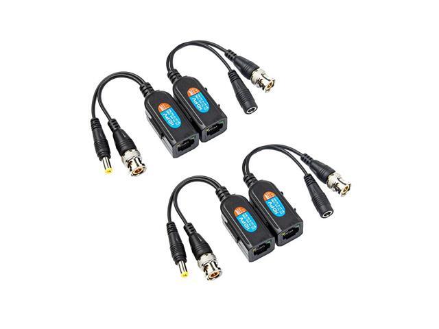 2 Pair Passive Video HDTVICVIAHD Balun 1080P 5MP BNC to RJ45 Long Distance Network Transceiver for Full HD Security Surveillance Camera BNC to RJ45