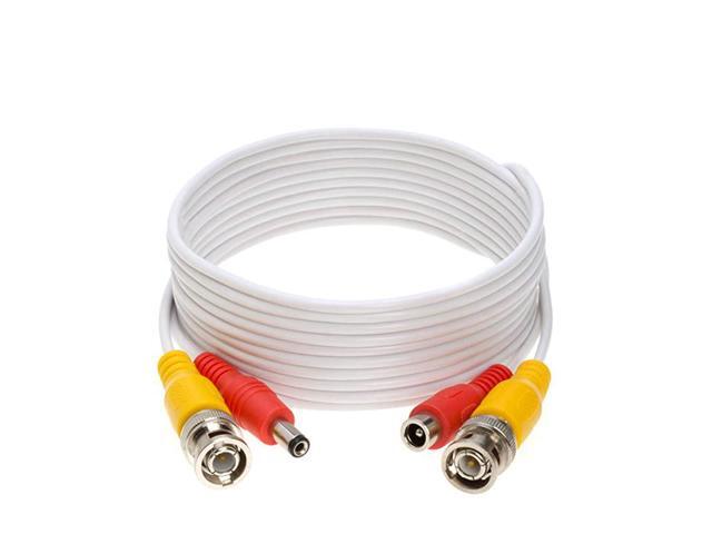 White Premade BNC Video Power CableWire for Security Camera CCTV DVR Surveillance System Plug Play White 10