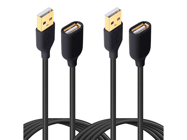 USB Extension Cable 2Pack 10ft3m USB 20 Type A Male to A Female Extension Cord USB Cable Extender with GoldPlated Connectors Black