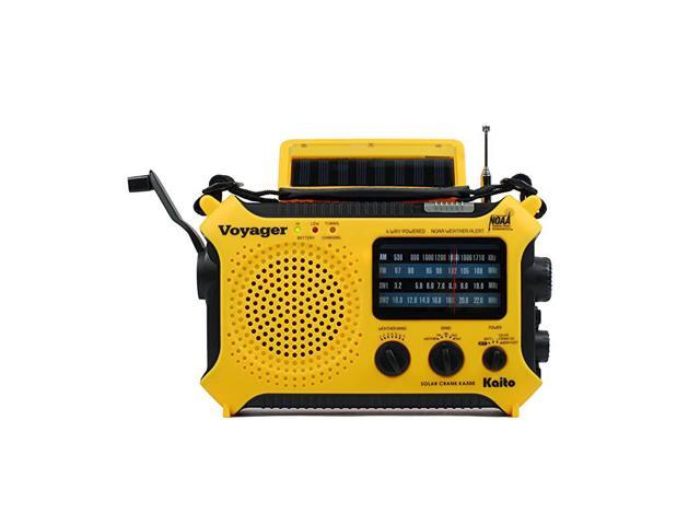KA500 5way Powered Solar PowerDynamo Crank Wind Up Emergency AMFMSWNOAA Weather Alert Radio with FlashlightReading Lamp and Cellphone Charger Yellow