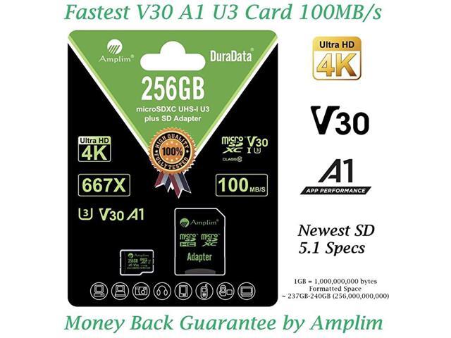 256GB Micro SD Card Plus Adapter MicroSD SDXC Memory Card Pack 100MBs 667X V30 A1 Class 10 U3 UHSI 256 GB MicroSDXC TF Card Flash Cell Phone Drone