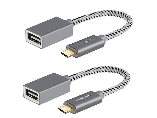 2Pack Micro USB 20 OTG Cable Braided On The Go Adapter Micro USB Male to USB Female for Samsung or Other Smart Phones with OTG Function 6 InchSpace