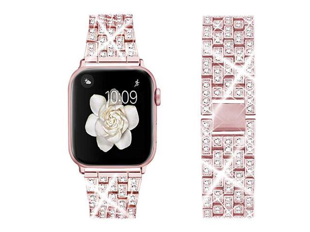 Bing Band Compatible with Apple Watch Band 42mm 44mm 38mm 40mmJewelry Replacement Metal Wristband Strap for iWatch Band Series 654321SERose Pink
