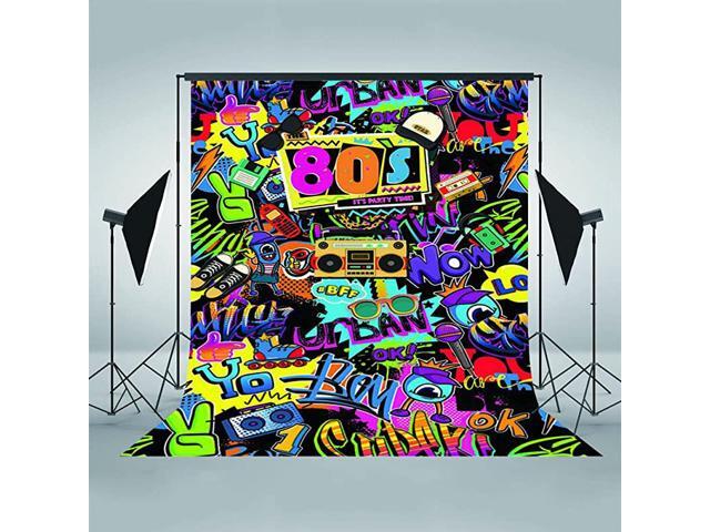 Hip Pop 80s Themed Backdrop 80s Graffiti Photography Background 5x7ft Vinyl 80th Themed Party Decoration Personalized Portrait Backdrops