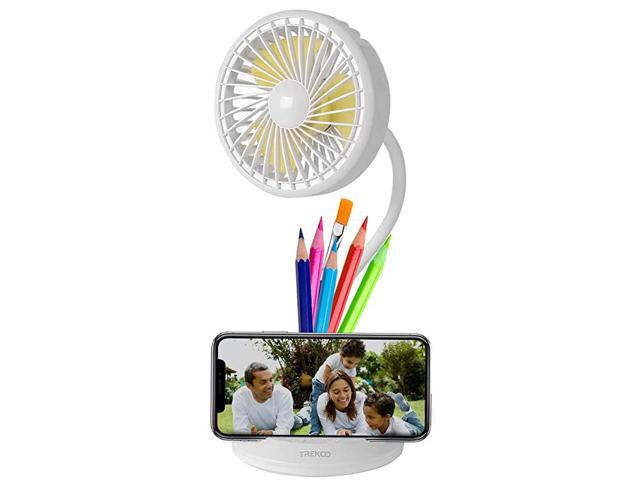 Desk Fan Lamp Combo 2600mAh Rechargeable Battery Powered USB Personal Fan 3 Speeds 3 Light Brightness Flexible Gooseneck Small LED Lamp Table Fan