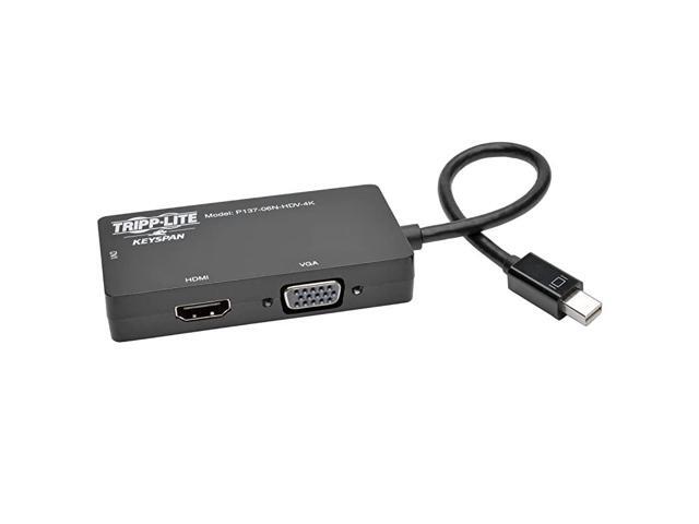 Keyspan Mini DisplayPort to VGADVIHDMI AllinOne DP 12 Converter Adapter Thunderbolt 1 2 Compatible 4K HDMI 30Hz Black P13706NHDV4K