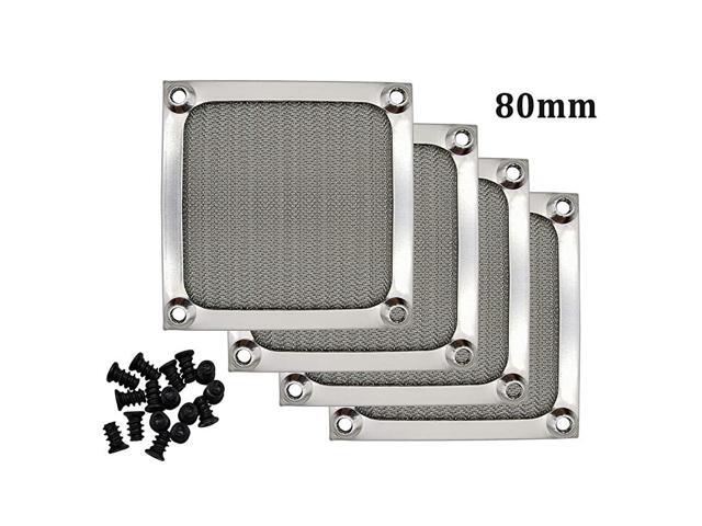 Computer Fan Filter Grills with Screws Aluminum Frame Ultra Fine Stainelss Steel Mesh 4 Pack Silver