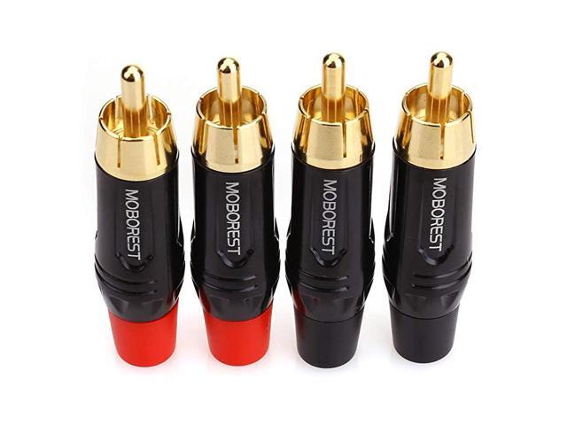 RCA Male Plug Adapter Audio Phono Gold Plated Solder 24K Gold Speaker Plugs RCA Jack Cable Connector AdapterRCA Male4pack