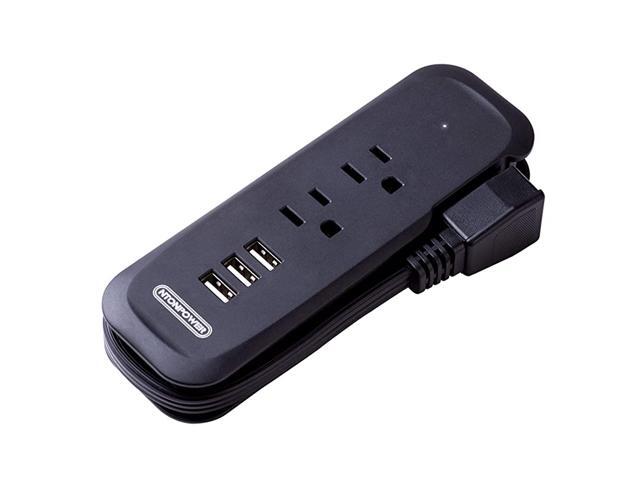 Travel Power Strip with USB 2 Outlets 3 USB Portable Desktop Charging Station 15 inches Wrapped Short Extension Cord for for Hotels Cruise