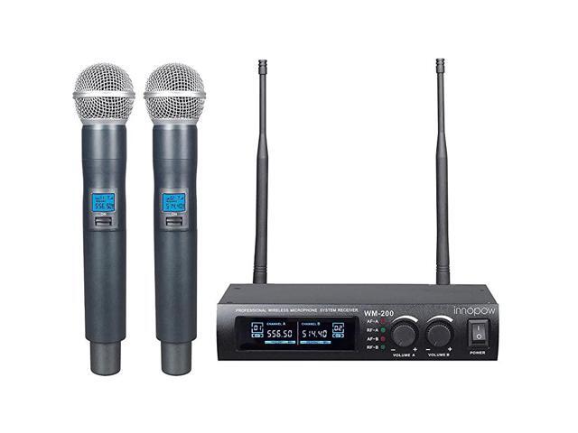 Metal Dual UHF Wireless Microphone Systeminp Metal Cordless Mic Set Long Distance 150200Ft16 Hours Continuous Use for Family PartyChurchSmall