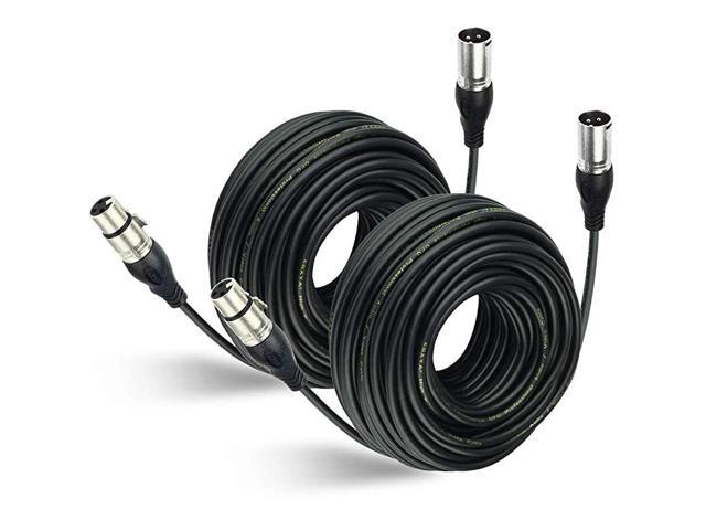 100Ft XLR Microphone Cables 2 Packs Premium Balanced Mic Speaker Cable with 3 Pins XLR Male to Female 100 Feet Black