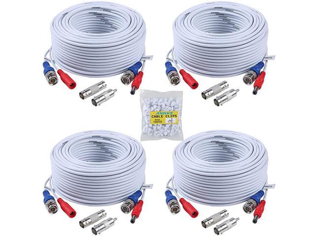 Security Camera Cable 4 30M 100ft AllinOne BNC Video Power Cables BNC Extension Wire Cord for CCTV Camera DVR Security System 4Pack White