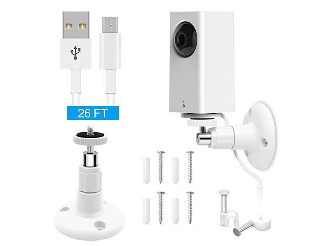 Wall Mount with 26FT Power Extension Charging Cable Compatible with Wyze Cam PanMounting Kit Including Charging Cord Compatible with Wyze Cam Pan
