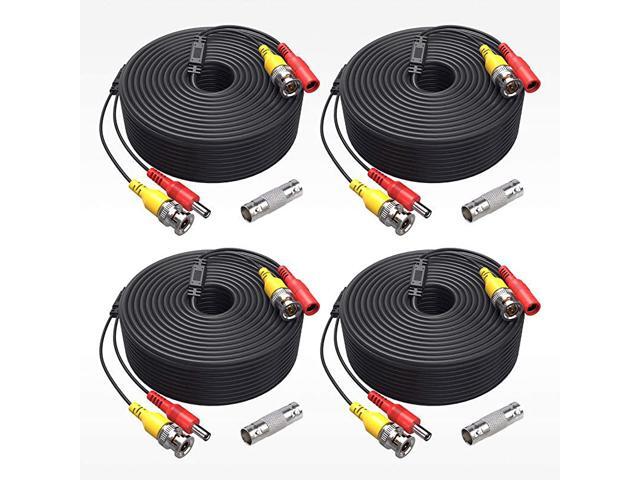 4 150 Feet Video Power Cable for Security Camera System AllinOne BNC Video and Power CCTV Security Camera Cable with Female ConnectorsW100 4Pack